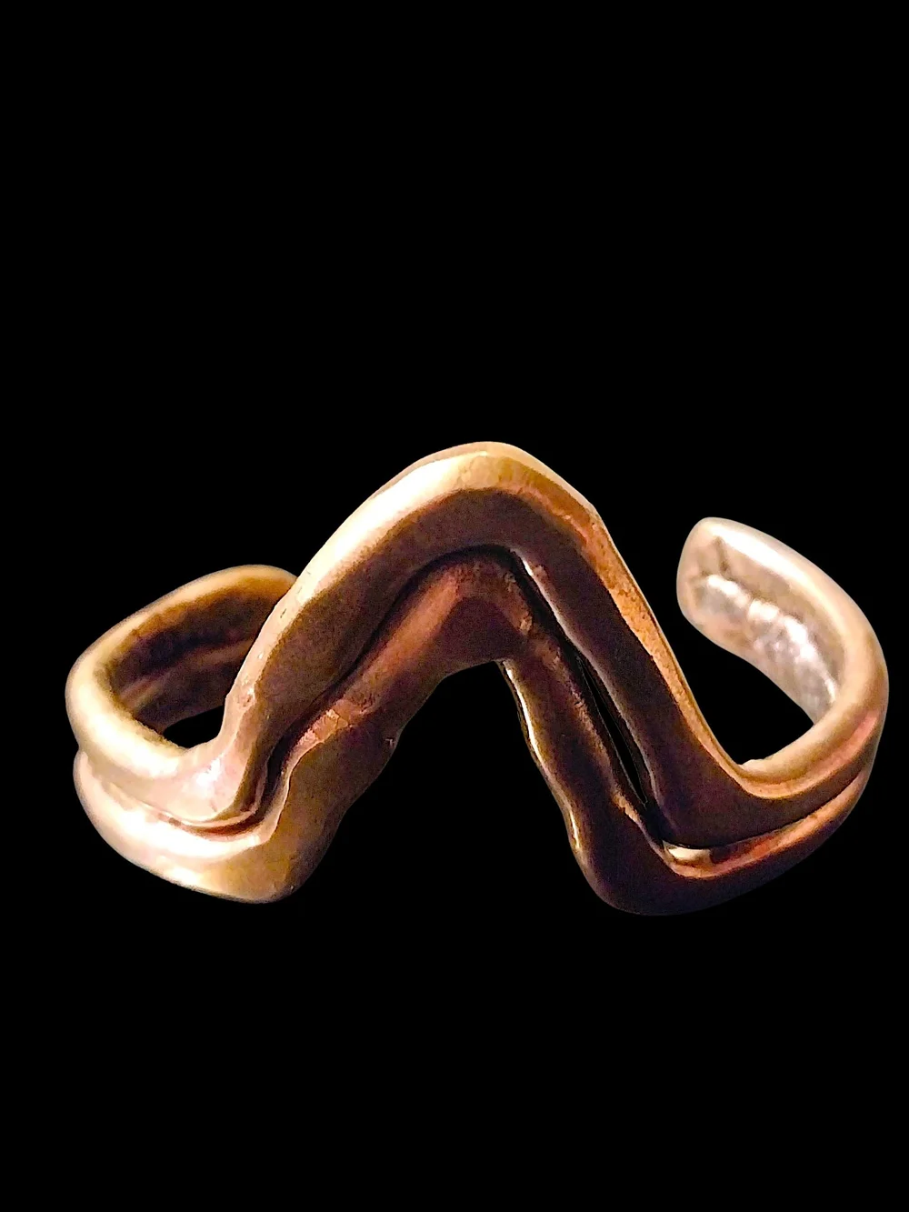 Sculptural Gold Tone V-Accent Cuff Bracelet - Picture 8 of 10